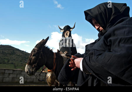 The carnival of Oniferi. In every february the citizens of Oniferi and the neighbor village's celebrate the carnival time. Stock Photo