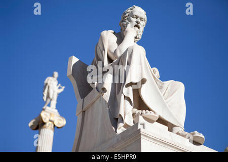 Socrates and Apollo statue at Athens Academy Stock Photo