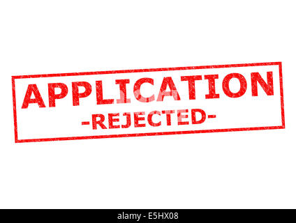 APPLICATION REJECTED red Rubber Stamp over a white background. Stock Photo