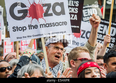 London, UK. 1st Aug, 2014. Stop the 'massacre' in Gaza protest. They assembled at the Israeli Embassy. They called for 'Israel's bombing and killing to stop now and for David Cameron to stop supporting Israeli war crimes'. London, 01 August 2014. Credit:  Guy Bell/Alamy Live News Stock Photo