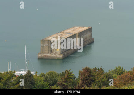 Remaining WWII phoenix caisson, in Portland Harbour, Dorset, England, United Kingdom, Europe Stock Photo