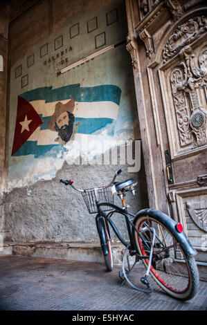 Bicycle at the entrance of La Guarida Restaurant in Havana Cuba where the famous movie 'Strawberries and Chocolate' was filmed Stock Photo