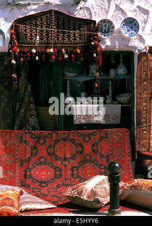 GÖCEK,TURKEY. HAND MADE CARPETS, RUGS AND CUSHIONS ON DISPLAY IN THE TOWN. PHOTO:JONATHAN EASTLAND/AJAX Stock Photo