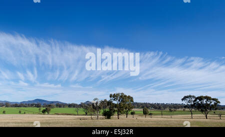 A bank of cirrus cloud over farmland at Tamworth NSW Australia Stock Photo