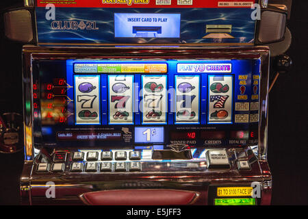Netherlands, Rotterdam, Casino on cruise ship MS Rotterdam. Slot machine Stock Photo