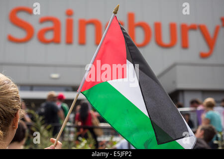 London, UK. 2nd Aug, 2014. Protest against Israeli food products sold in Sainsbury’s supermarket Credit:  Guy Corbishley/Alamy Live News Stock Photo