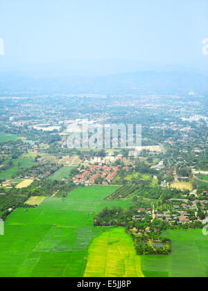 chiang mai at summer, aerial view from airplane Stock Photo