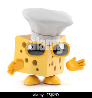 3d render of a cheese wearing a chefs hat Stock Photo