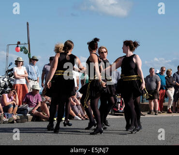 Sidmouth , Devon, UK. 2nd Aug 2014. Kemysk Cornish Dancers perfomr at the Sidmouth 60th Folk Festival till 8th August. Credit:  dPAD/Alamy Live News Stock Photo