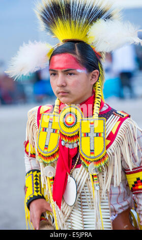 Native American boy takes part at the 25th Annual Paiute Tribe Pow Wow in Las Vegas Stock Photo