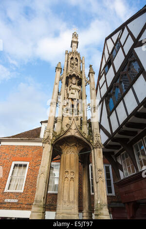 The Buttercross, The Pentice, Winchester city centre, a medieval market cross associated with market towns Stock Photo