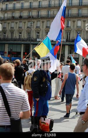 Paris, France. 02nd Aug, 2014. Protest manifestation against war in Ukraine in Republic Square of Paris on aug. 02. 2014 in Paris, France. Credit:  Denys Kuvaiev/Alamy Live News Stock Photo