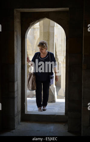 Visitor in Shirvanshah's palace complex, Old City, Baku, Azerbaijan Stock Photo