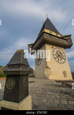 Graz, building Uhrturm, clock tower Stock Photo