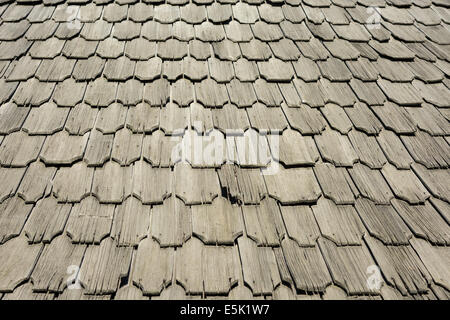 Old Wooden Roof Tiles Close Up Stock Photo