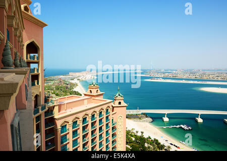 The view on Jumeirah Palm man-made island, Dubai, UAE Stock Photo