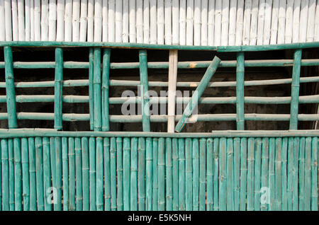 old asian bamboo wall background and texture Stock Photo