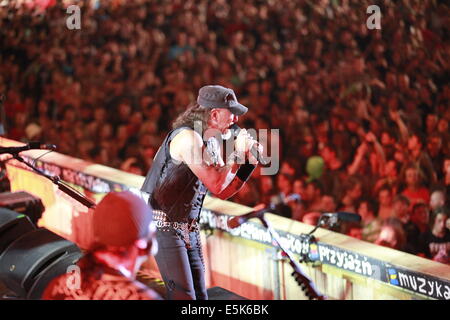 Kuestrin, Poland. 2nd Aug, 2014. A German heavy metal band called Accept from the town of Solingenat perform live at the Woodstock Festival in Kuestrin in Poland. Credit:  Simone Kuhlmey/Pacific Press/Alamy Live News Stock Photo