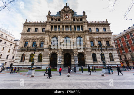 Facade full view of Diputación Foral de Vizcaya Palace in Bilbao Basque Country Spain Stock Photo