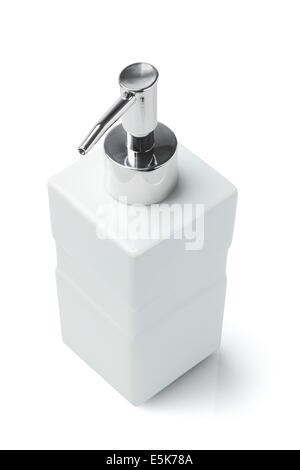 Ceramic Bottle Of Moisturizer Dispenser On White Background Stock Photo