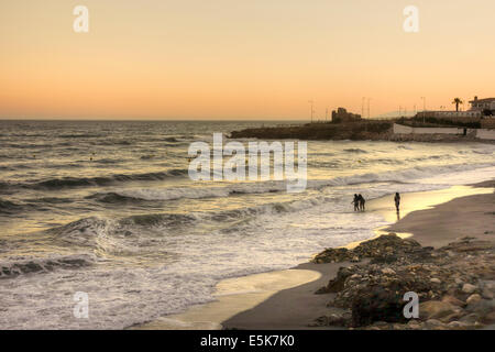 Playa El Salon beach at dusk in Nerja Spain on the Costa Del Sol Stock Photo
