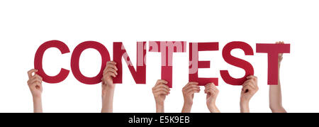 Many People Holding the Word Contest, Isolated Stock Photo