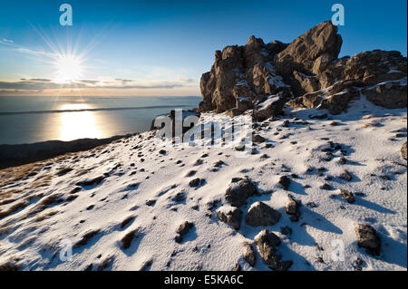 Sunset in the mountains Stock Photo