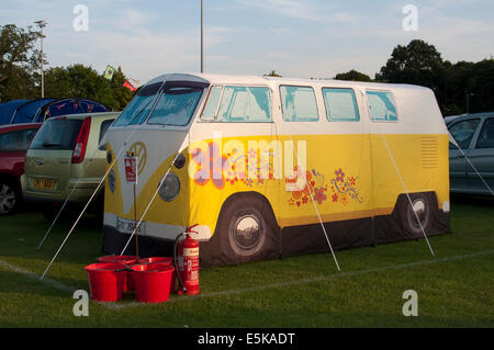 VW camper van tent at Warwick Folk Festival campsite Stock Photo