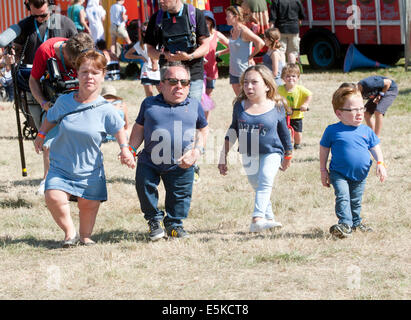 Lulworth Castle, East Lulworth, Dorset, UK. 03rd Aug, 2014. Warwick Davis and famly filming at Camp Bestival 3rd aug 2014 Credit:  brian jordan/Alamy Live News Stock Photo