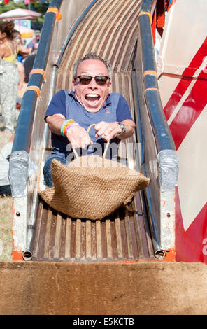 Lulworth Castle, East Lulworth, Dorset, UK. 03rd Aug, 2014. Warwick Davis and famly filming at Camp Bestival 3rd aug 2014 Credit:  brian jordan/Alamy Live News Stock Photo