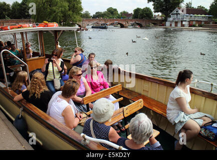 People on a River Avon trip boat, Stratford-upon-Avon, UK Stock Photo
