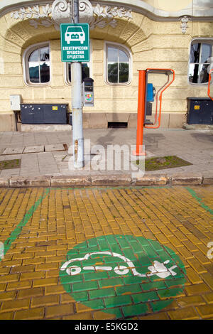 Electric car Charging point or station in Sofia, Bulgaria Stock Photo