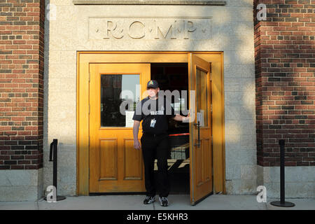 A man in cadet uniform at the Royal Canadian Mounted Police (RCMP) Depot in Regina, Saskatchewan. Stock Photo