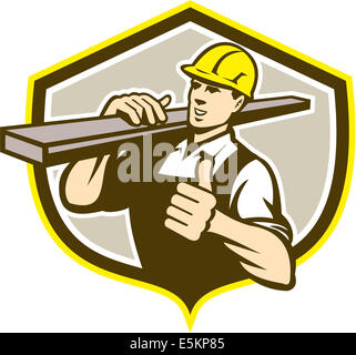 Carpenter Tradesman Carrying Timber Lumber Stock Photo - Alamy