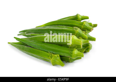 Okra, Fresh Raw Okra Pods Stock Photo
