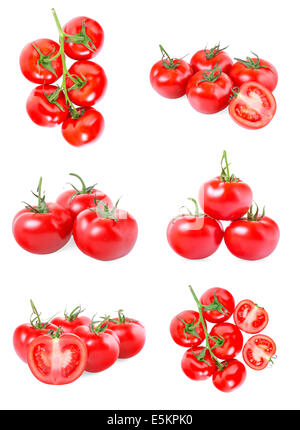 Set of red tomatoes isolated on white background with clipping path ...