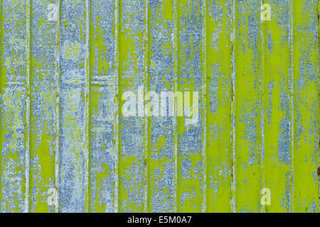 Peeling green paint on a metal wall, Denmark Stock Photo