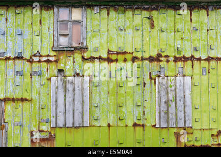 Rusty, light green metal wall, Denmark Stock Photo