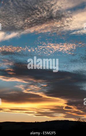 A really spectacular summer evening sunset over the town of Presteigne in mid Wales, UK Stock Photo