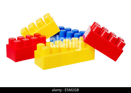 Multi Coloured Building Blocks Multi-coloured Plastic building blocks, it is isolated on white Stock ...