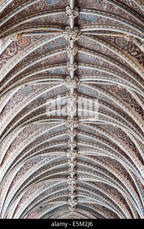 Hereford Cathedral, UK. The vaulted ceiling of the nave Stock Photo