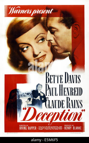 DECEPTION, Bette Davis, Claude Rains, Paul Henreid, 1946 Stock Photo