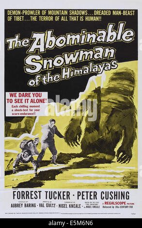 THE ABOMINABLE SNOWMAN, (aka THE ABOMINABLE SNOWMAN OF THE HIMALAYAS), US poster art, back, from left: Forrest Tucker, Peter Stock Photo