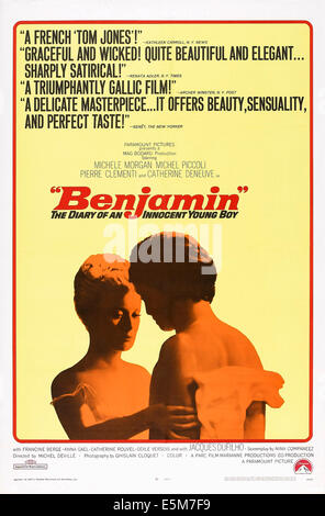 BENJAMIN, (aka THE DIARY OF AN INNOCENT BOY), US poster, from left: Catherine Deneuve, Pierre Clementi, 1968 Stock Photo