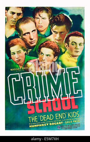 CRIME SCHOOL, Humphrey Bogart, The Dead End Kids: Billy Halop, Bernard Punsley, Leo Gorcey, Bobby Jordan, Gabriel Dell, 1938 Stock Photo