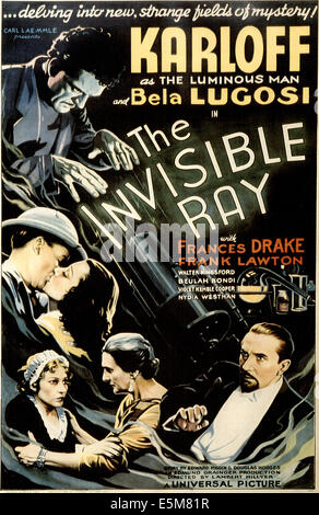 THE INVISIBLE RAY, Boris Karloff, Frank Lawton, Frances Drake, Inez Seabury, Beulah Bondi, Bela Lugosi, 1936 Stock Photo