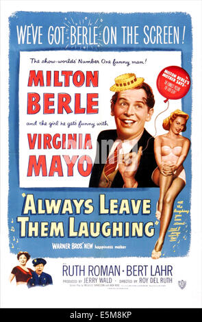 ALWAYS LEAVE THEM LAUGHING, US poster, middle right: Milton Berle, Virginia Mayo, bottom left: Ruth Roman, Bert Lahr, 1949 Stock Photo