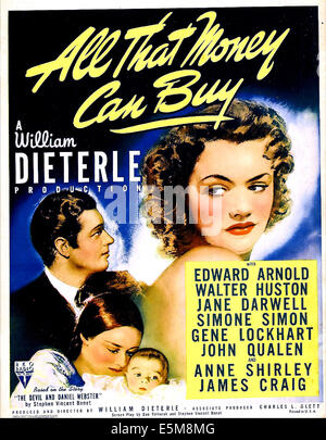 ALL THAT MONEY CAN BUY (aka THE DEVIL AND DANIEL WEBSTER), US poster, from left: James Craig, Anne Shirley, right: Simone Stock Photo
