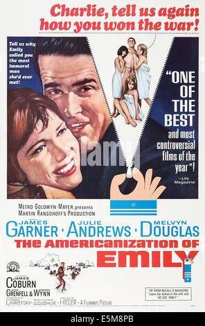 THE AMERICANIZATION OF EMILY, US poster, from left: Julie Andrews, James Garner, Judy Carne, James Coburn, Kathy Kersh, Janine Stock Photo