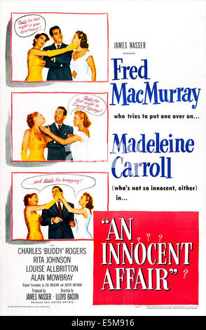 AN INNOCENT AFFAIR, (aka DON'T TRUST YOUR HUSBAND), from left: Madeleine Carroll, Fred MacMurray, Rita Johnson, 1948 Stock Photo